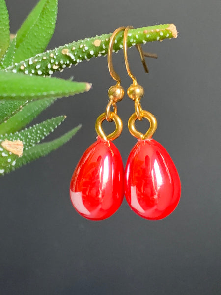 Boucles oreilles perles rouges Comme un ange