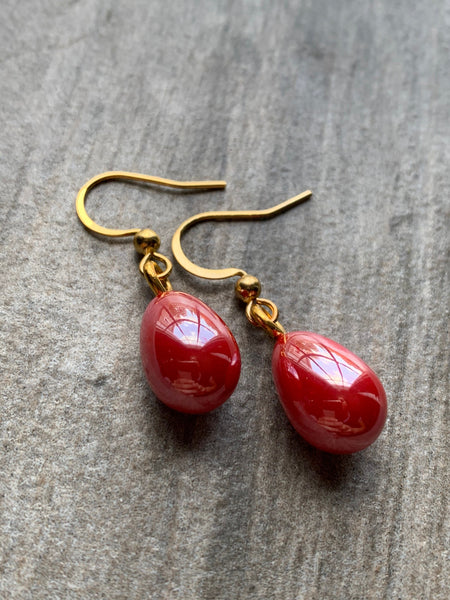 Boucles oreilles perles rouges Comme un ange