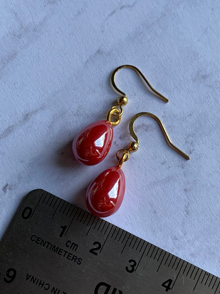 Boucles oreilles perles rouges Comme un ange