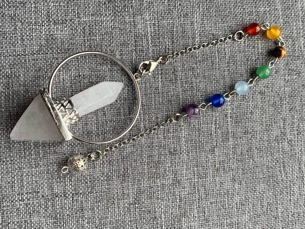 Pendule pierre quartz  pendulum mystique énergie positive reiki breloque capteur de rêve Comme un ange