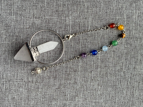 Pendule pierre quartz  pendulum mystique énergie positive reiki breloque capteur de rêve Comme un ange