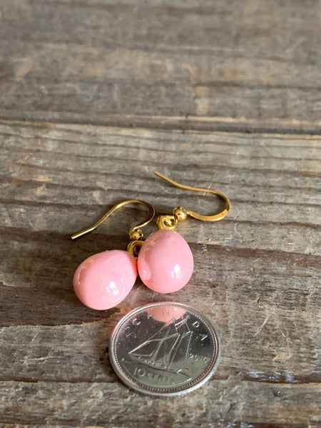 Boucles d’oreilles breloque goutte rose et alliage de métaux or - Comme un ange