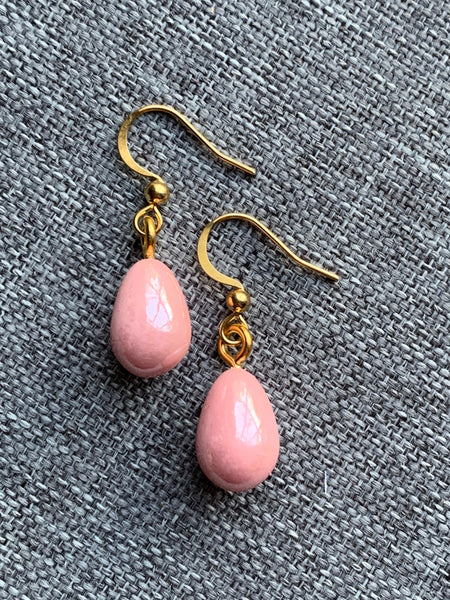 Boucles d’oreilles breloque goutte rose et alliage de métaux or - Comme un ange