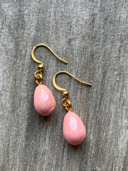Boucles d’oreilles breloque goutte rose et alliage de métaux or - Comme un ange