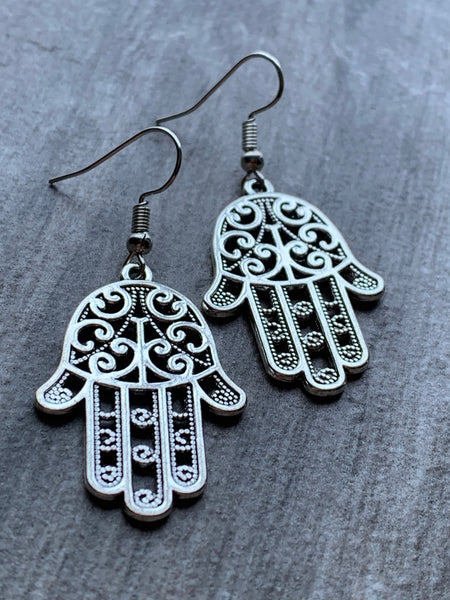 Boucles oreilles main Hamsa protection Comme un ange