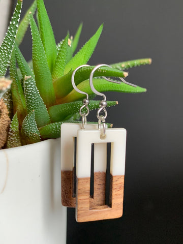Boucles oreilles bois Comme un ange