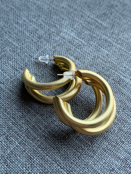 Boucles oreilles multiples anneaux ton golden or Comme un ange