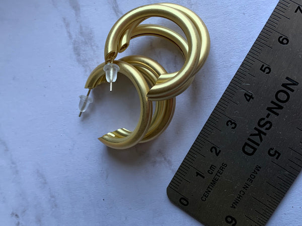 Boucles oreilles multiples anneaux ton golden or Comme un ange