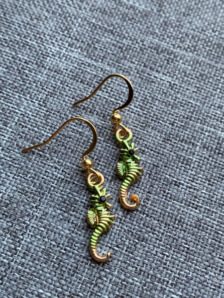 Boucles oreilles Hyppocampe vert Comme un ange