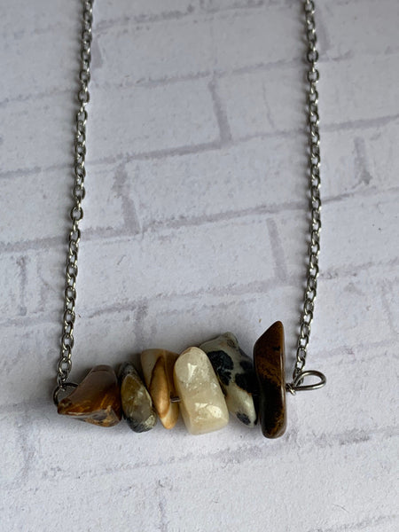 Collier pierres multi couleur ton biscuit sablé Comme un ange
