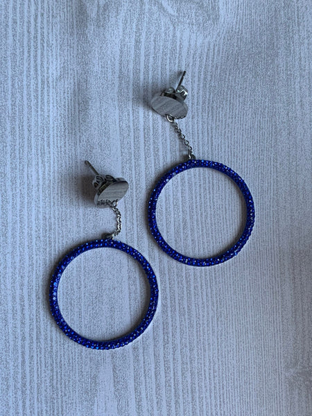 Boucles oreilles géométriques rondes Rhinestone bleu Comme un ange