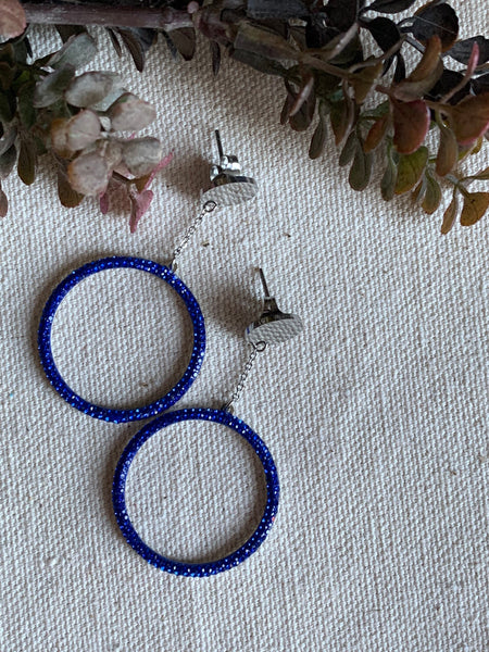 Boucles oreilles géométriques rondes Rhinestone bleu Comme un ange