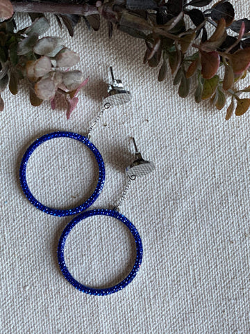Boucles oreilles géométriques rondes Rhinestone bleu Comme un ange