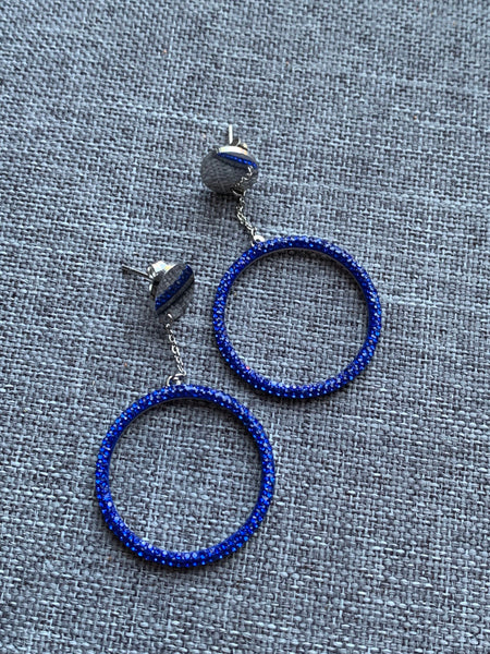 Boucles oreilles géométriques rondes Rhinestone bleu Comme un ange