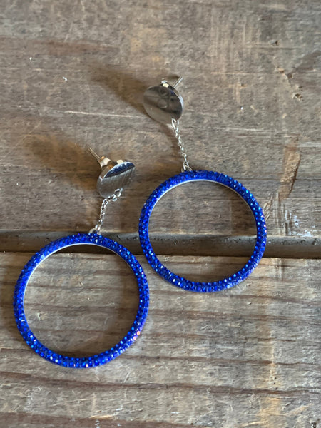 Boucles oreilles géométriques rondes Rhinestone bleu Comme un ange