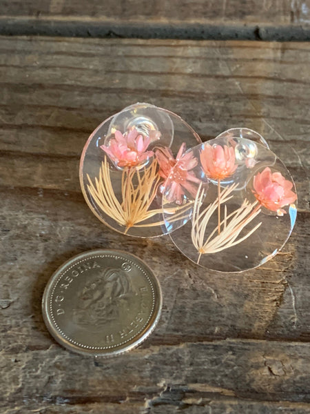 Boucles oreilles résines fleurs roses - Comme un ange
