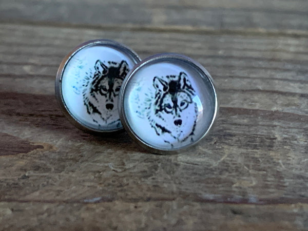 Cabochon loup Wolf stud Comme un ange