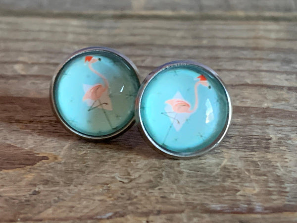 Stud flamingo de Noel boucles d’oreilles  flamant rose de noel Comme un ange