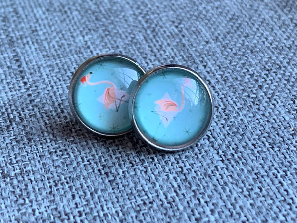Stud flamingo de Noel boucles d’oreilles  flamant rose de noel Comme un ange