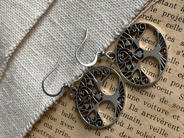 Boucles d’oreilles breloque arbre de vie argent Comme un ange