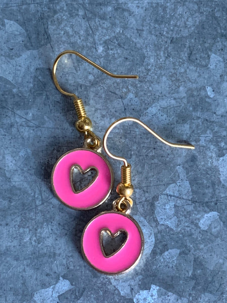 Boucles d’oreilles breloque coeur rouge sur crochet alliage de métaux or Comme un ange