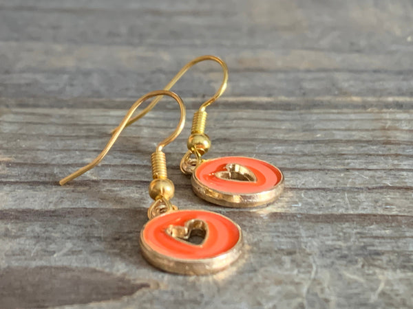 Boucles d’oreilles breloque coeur sur crochet alliage de métaux or Comme un ange