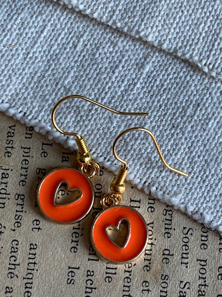 Boucles d’oreilles breloque coeur sur crochet alliage de métaux or Comme un ange