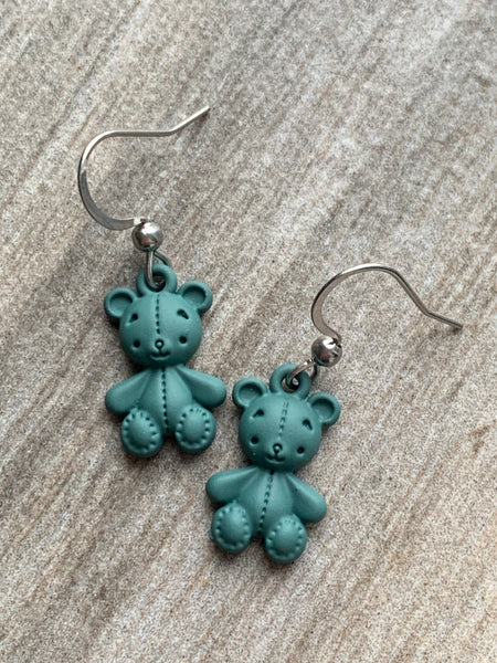 Boucles oreilles ourson vert Comme un ange