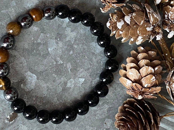Bracelet pierre hématite et œil tigre Comme un ange