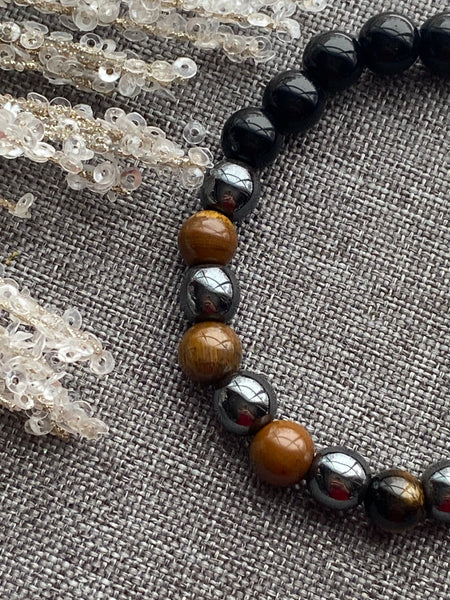 Bracelet pierre hématite et œil tigre Comme un ange