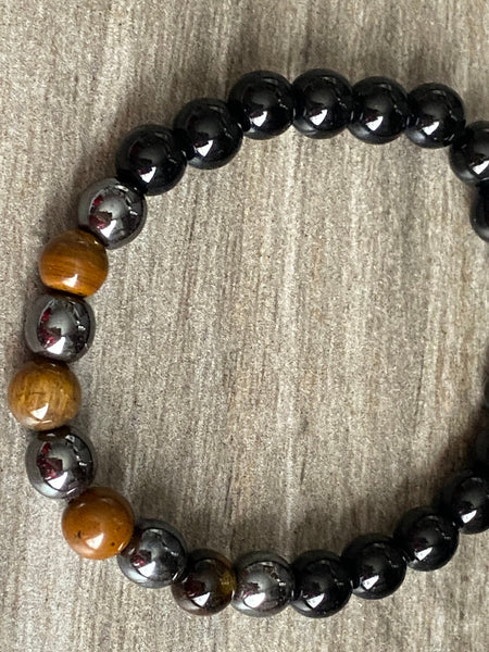 Bracelet pierre hématite et œil tigre Comme un ange