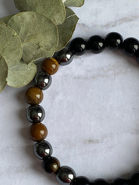 Bracelet pierre hématite et œil tigre Comme un ange