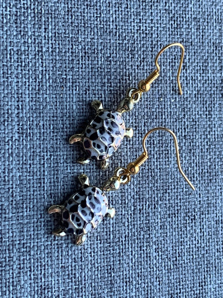 Boucles d’oreilles tortue tachetée alliage de métaux or Comme un ange