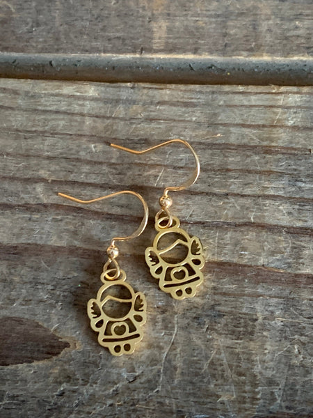 Boucles d’oreilles breloque ange or en stainless Comme un ange