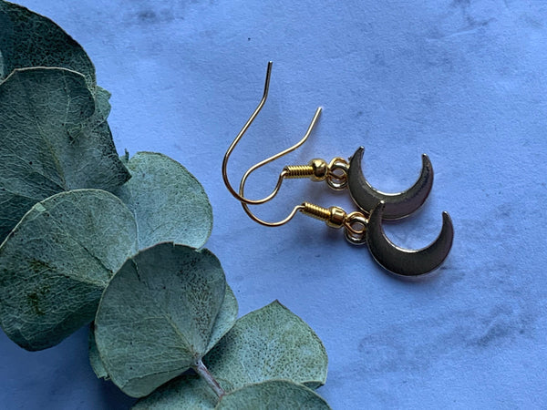 Boucles d’oreilles breloque croissant de lune or Comme un ange