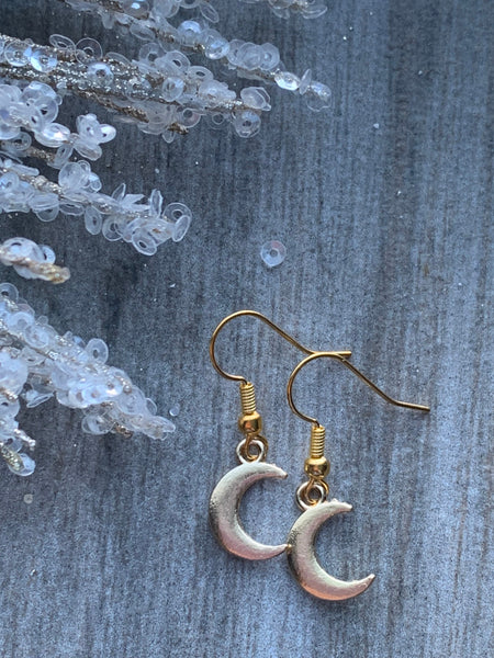 Boucles d’oreilles breloque croissant de lune or Comme un ange
