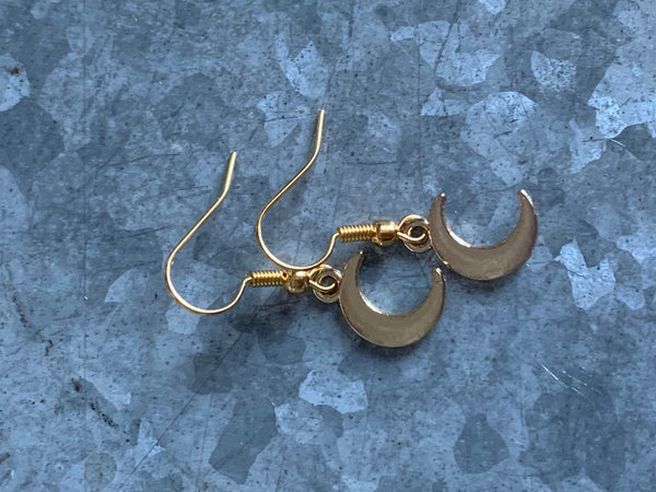 Boucles d’oreilles breloque croissant de lune or Comme un ange