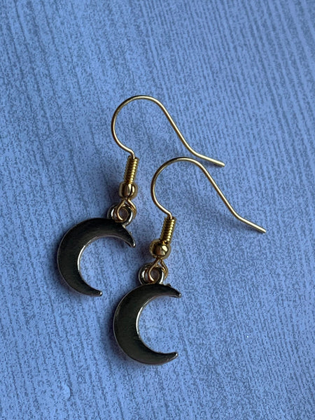 Boucles d’oreilles breloque croissant de lune or Comme un ange