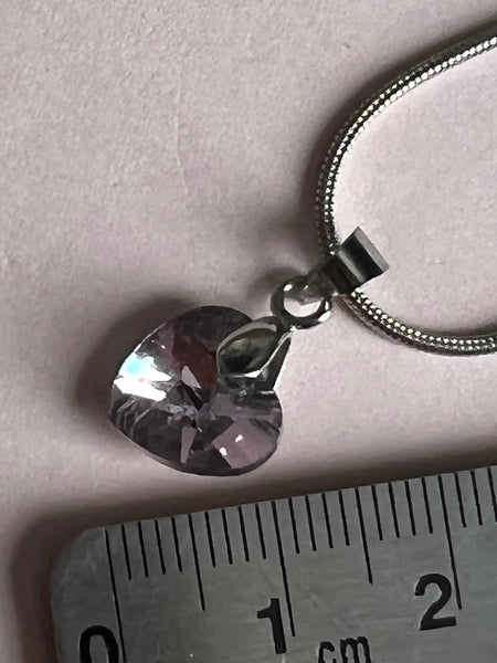 Collier cœur cristaux rose mauve Comme un ange