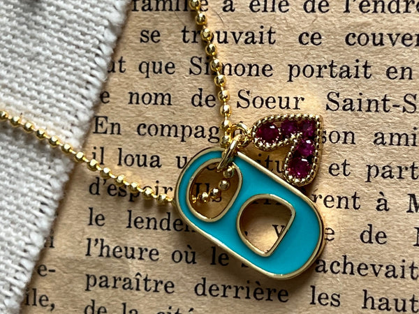 Collier goupille capsule Aqua petit cœur pourpre Comme un ange