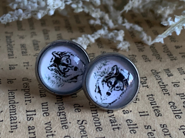 Cabochon loup Wolf stud Comme un ange