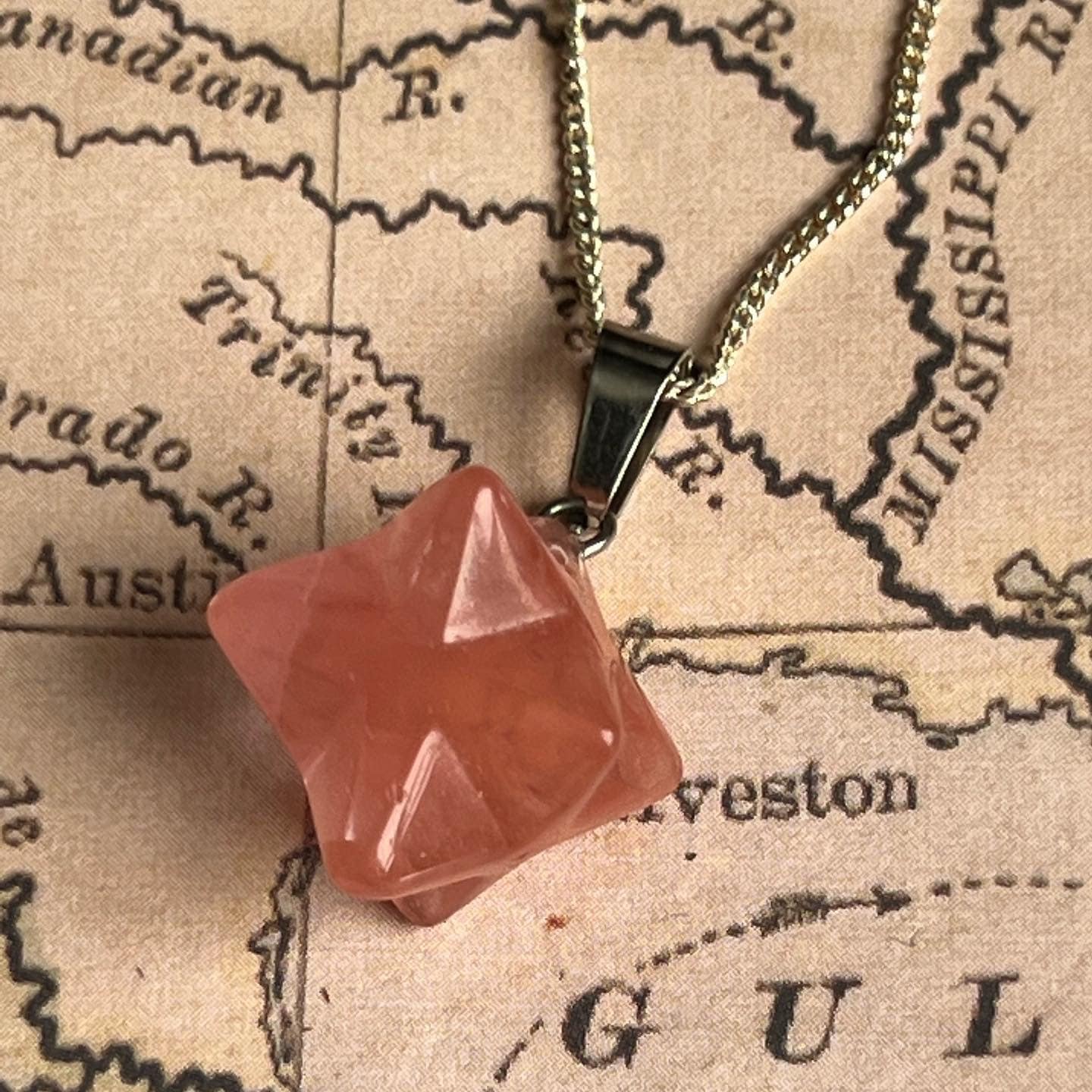 Pendule  merkeba rose quartz étoile Comme un ange