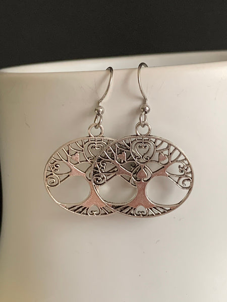 Boucles d’oreilles breloque arbre de vie argent Comme un ange
