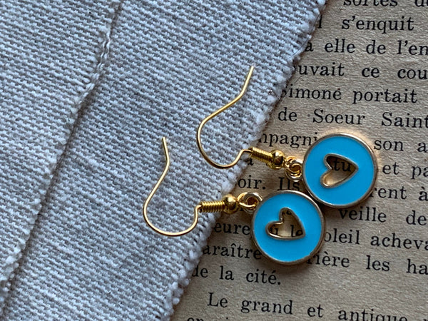 Boucles d’oreilles breloque coeur sur crochet alliage de métaux or Comme un ange