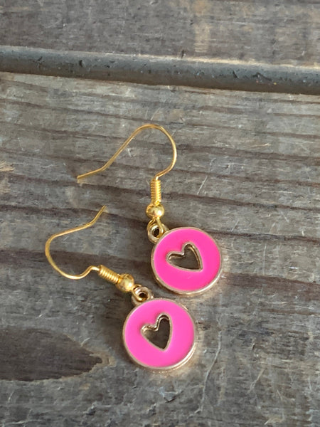 Boucles d’oreilles breloque coeur rouge sur crochet alliage de métaux or Comme un ange