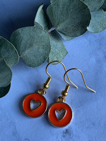 Boucles d’oreilles breloque coeur sur crochet alliage de métaux or Comme un ange