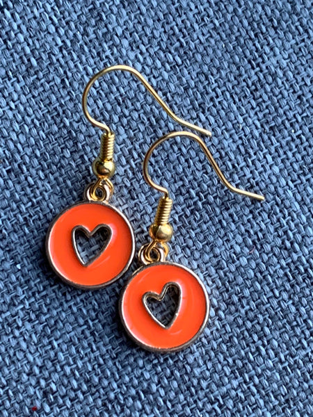Boucles d’oreilles breloque coeur sur crochet alliage de métaux or Comme un ange