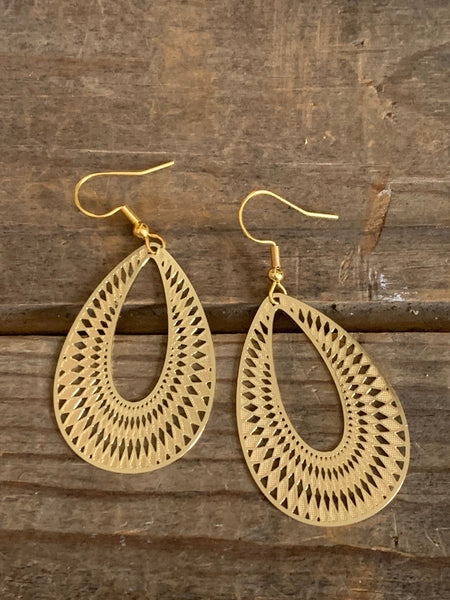 Boucles d’oreilles breloque goutte mandala alliage de métaux or Comme un ange