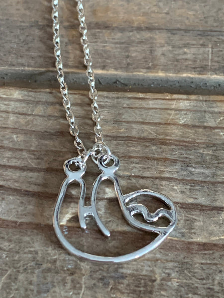 Collier breloque paresseux alliage de métaux argent Comme un ange