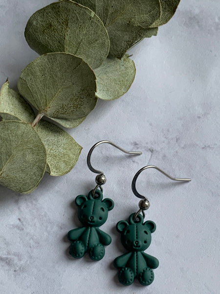 Boucles oreilles ourson vert Comme un ange